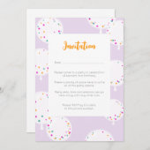 誕生日バルーン薄紫招待カード 招待状 (正面/裏面)