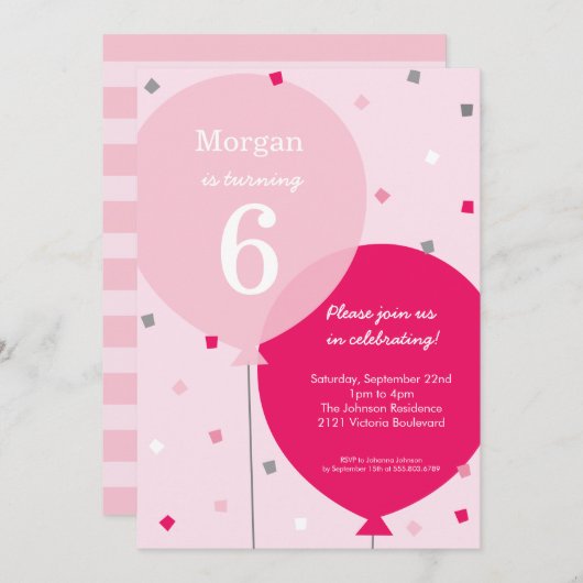 誕生日バルーン誕生日招待状 (正面/裏面)