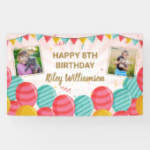 誕生日バルーン金ゴールドピンク紙吹雪写真Any Age 横断幕 (横)