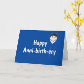 誕生日バルーン顔オンブルー カード (黄色い花)