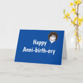 誕生日バルーン顔オンブルー カード (黄色い花)