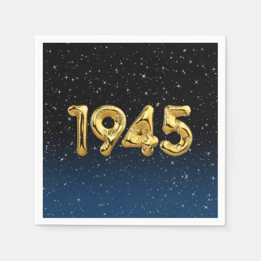 誕生日バルーン1945星ナプキンス スタンダードカクテルナプキン (正面)