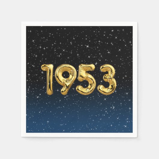 誕生日バルーン1953星 スタンダードカクテルナプキン (正面)