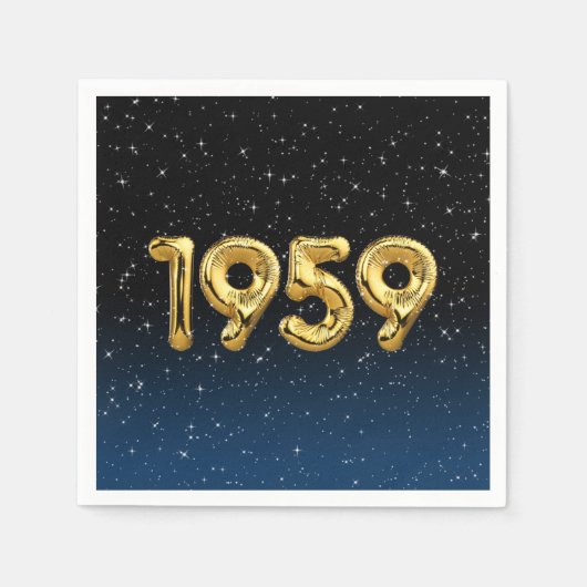 誕生日バルーン1959星 スタンダードカクテルナプキン (正面)