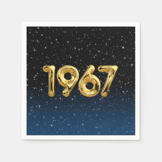 誕生日バルーン1967星 スタンダードカクテルナプキン (正面)