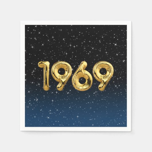 誕生日バルーン1969 In Stars Napkins スタンダードカクテルナプキン (正面)