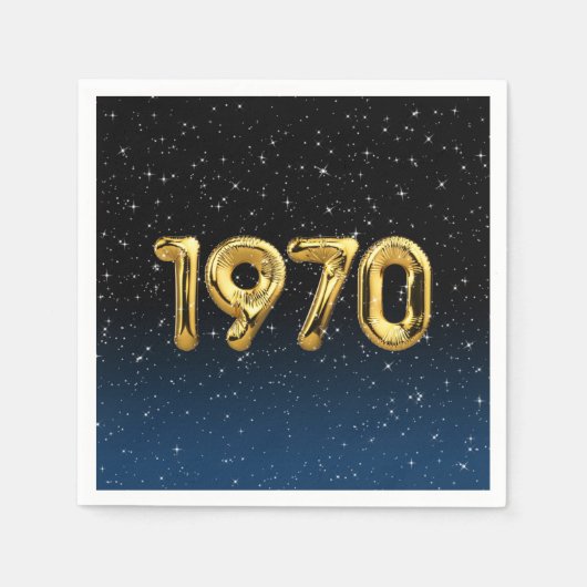 誕生日バルーン1970星 スタンダードカクテルナプキン (正面)