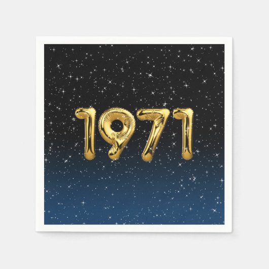 誕生日バルーン1971星ナプキンス スタンダードカクテルナプキン (正面)