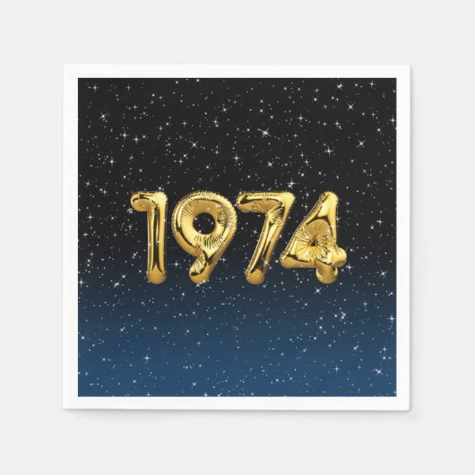 誕生日バルーン1974星ナプキンス スタンダードカクテルナプキン (正面)