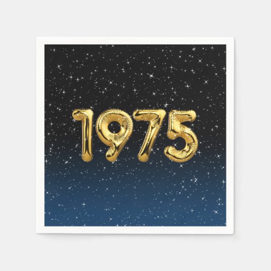 誕生日バルーン1975星 スタンダードカクテルナプキン (正面)