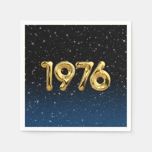 誕生日バルーン1976星 スタンダードカクテルナプキン (正面)