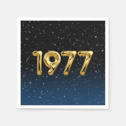 誕生日バルーン1977星ナプキンス スタンダードカクテルナプキン (正面)