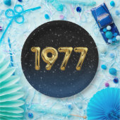 誕生日バルーン1977星 ペーパープレート (パーティー)