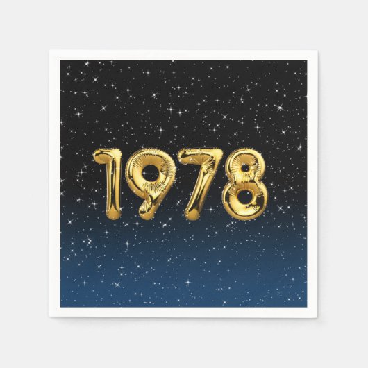 誕生日バルーン1978星 スタンダードカクテルナプキン (正面)