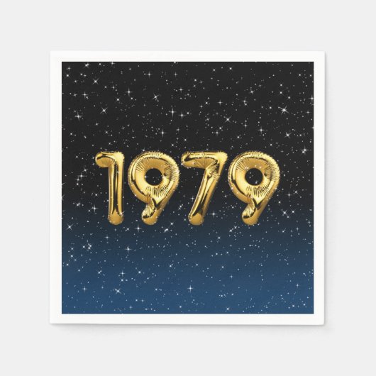 誕生日バルーン1979 In Stars Napkins スタンダードカクテルナプキン (正面)