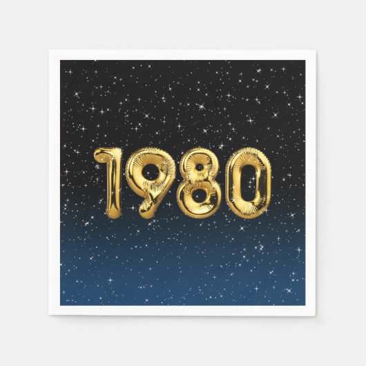 誕生日バルーン1980星ナプキンス スタンダードカクテルナプキン (正面)