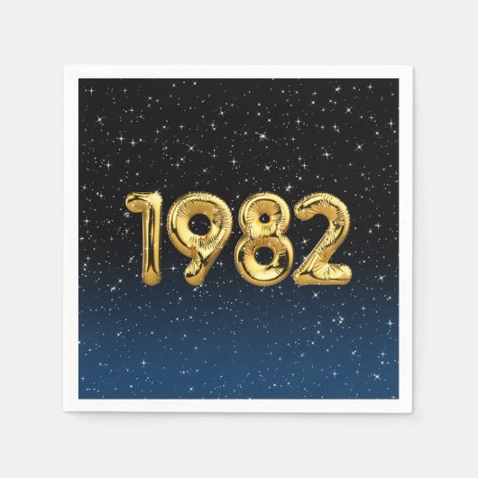 誕生日バルーン1982星 スタンダードカクテルナプキン (正面)