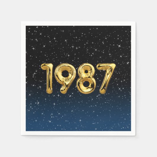 誕生日バルーン1987星 スタンダードカクテルナプキン (正面)