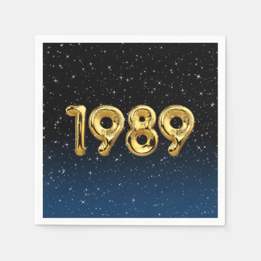誕生日バルーン1989 In Stars Napkins スタンダードカクテルナプキン (正面)