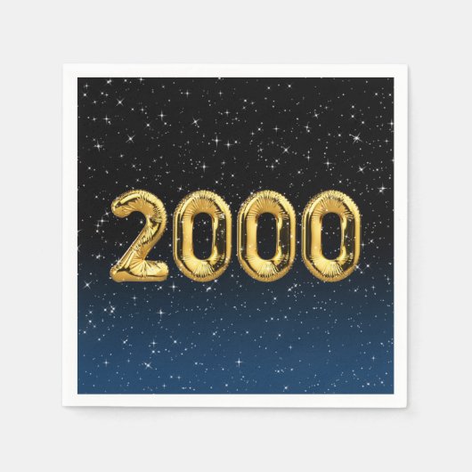 誕生日バルーン2000 In Stars Napkins スタンダードカクテルナプキン (正面)