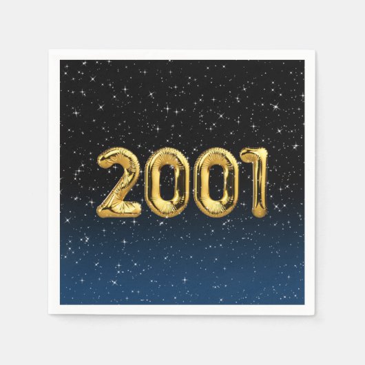 誕生日バルーン2001星 スタンダードカクテルナプキン (正面)