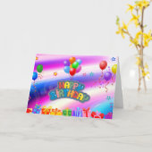 誕生日バルーン カード (黄色い花)