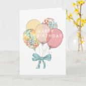 誕生日バルーン カード (黄色い花)