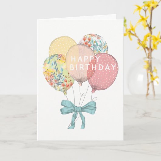 誕生日バルーン カード (黄色い花)