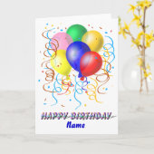 誕生日バルーン カード (黄色い花)