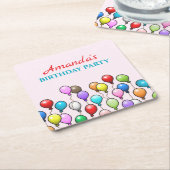 誕生日バルーン スクエアペーパーコースター (アングル)