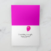 誕生日バルーン（ピンクの髪） カード (内部)
