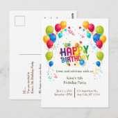 誕生日バルーン ポストカード (正面/裏面)
