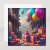 誕生日バルーン 招待状 (正面/裏面)