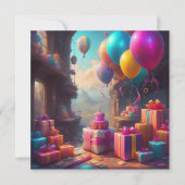 誕生日バルーン 招待状 (正面)