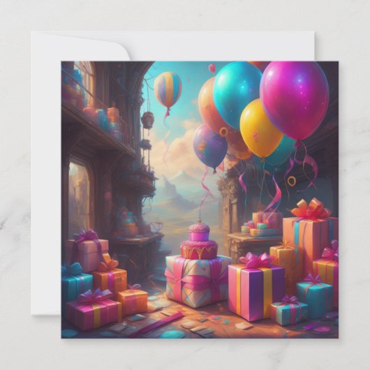 誕生日バルーン 招待状 (正面)