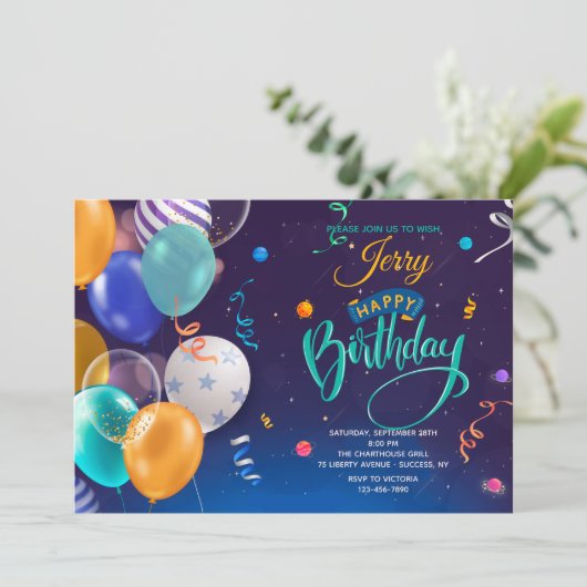 誕生日バルーン 招待状 (スタンド正面)