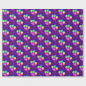 誕生日バルーン(紫の紙吹雪付き) ラッピングペーパー (フラット)