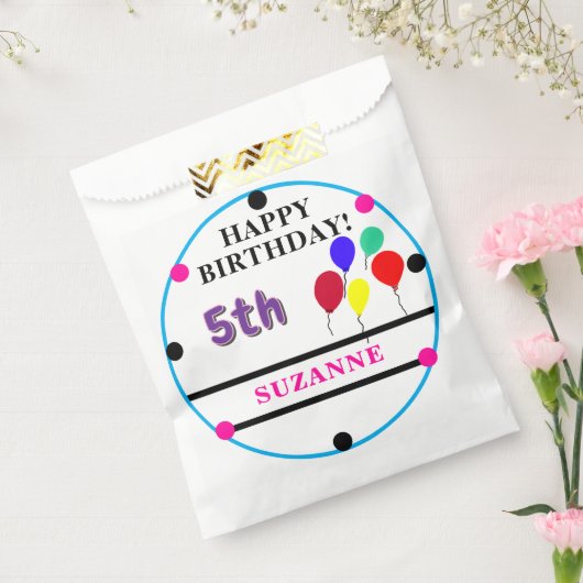 誕生日バルーン 紫 ピンク 何歳でも フェイバーバッグ (封をした状態)