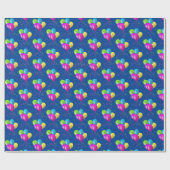 誕生日バルーン(青の紙吹雪付き) ラッピングペーパー (フラット)