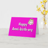 誕生日バルーン（頭髪付） カード (黄色い花)