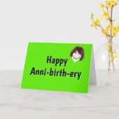 誕生日バルーン（頭髪付） カード (黄色い花)