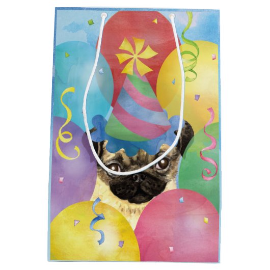 誕生日バルーンPUG媒体抱き枕 ミディアムペーパーバッグ (裏面)