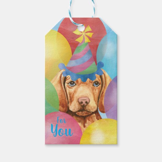 誕生日バルーンVizslaギフトラベル ギフトタグ (正面)