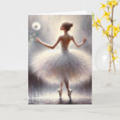 誕生日バレリーナとタンポポ カード (黄色い花)
