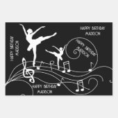 誕生日バレリーナイラストレーション&ミュージックノート ラッピングペーパーシート (正面3)