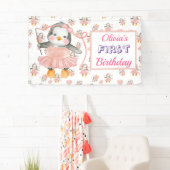 誕生日バレリーナペンギンピンク 横断幕 (インサイチュ)