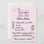 誕生日バレリーナ 招待状 (裏面)