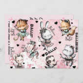 誕生日バレリーナ 招待状 (正面/裏面)