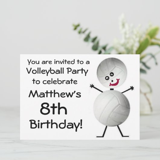 誕生日バレーボールパーティの招待状 招待状 (スタンド正面)