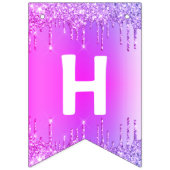 誕生日バンティンフラッグピンクパープルグリッタードリップ バンティングフラッグ (第2の旗)